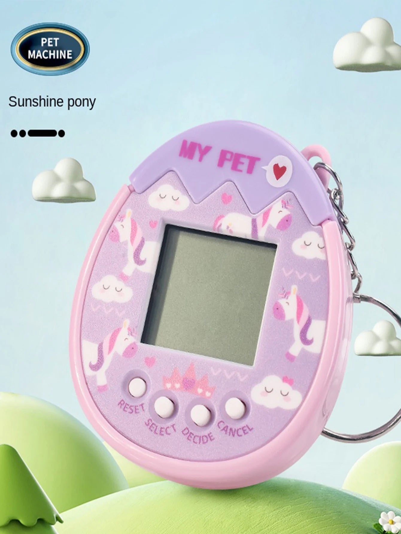 2Pcs Cute Cartoon Mini Handheld Electronic Pet Game Console Random Color Virtual Pet Raising Machine Electronic Toy