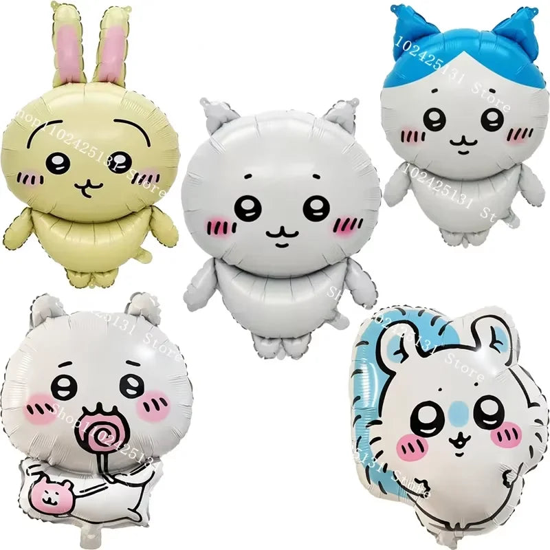 Chiikawa kawaii Happy Birthday Party Decorations Cute plate Banner Cake Topper Flag Balloons Disposable tableware Decorations