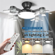 E27 Fan Light 2-in-1 60W  Drone Design Ceiling Fan Light with Remote Control AC85-265V Fan Lighting Bulb for Home Restaurant