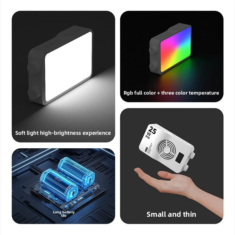 40W Mini Portable LED Fill Video Light with Built-In Rechargeable Battery Fill Light for Mobile Phone Charging PD