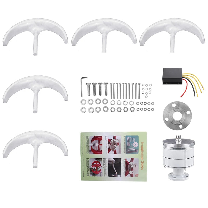 1000W 1KW Vertical Axis Wind Turbine 12V 24V 48V Wind Generator CE Certified Free Energy Low Speed Start Off Grid for Home Use