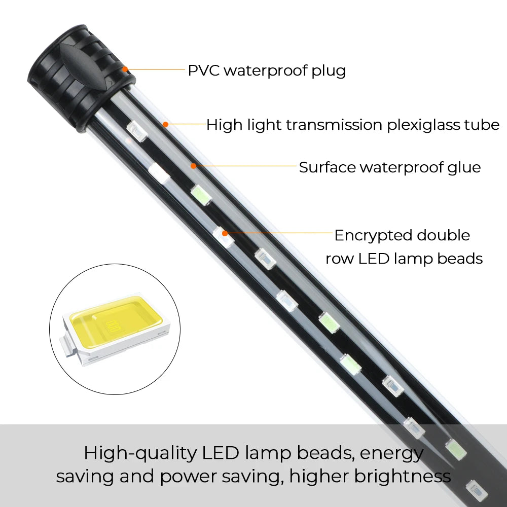 Fish Tank Light Bar Underwater RGB EU Plug AC 90~260V Aquarium Submersible Lamp Waterproof 28/38/48cm