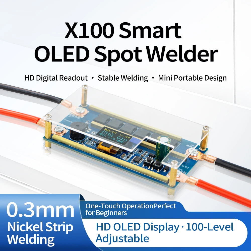 X100 Portable Spot Welder 100 Gear Adjustable LCD Display DIY Battery Welding Machine For 18650 21700 Nickel Strip 0.1–0.3mm
