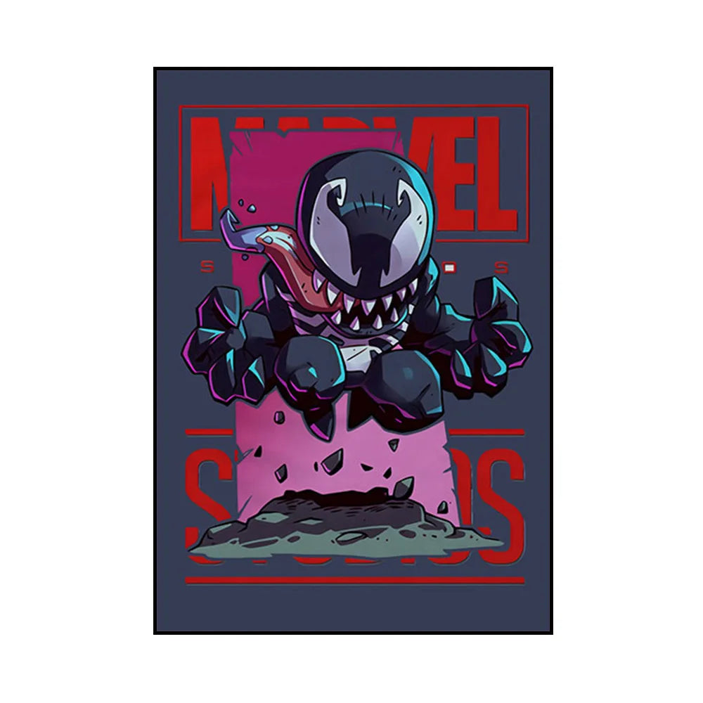 Frameless Marvel Superhero Wall Art Posters SpiderMan Iron Man Avengers Cartoon Canvas Painting Print Modern Kid Room Home Decor