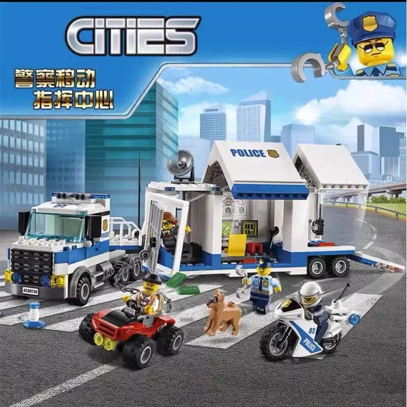 SWAT Police Station Military Building Blocks City Model Set Prison Car Policeman Boat Figures DIY Brick Toy for Kids Boys Gift