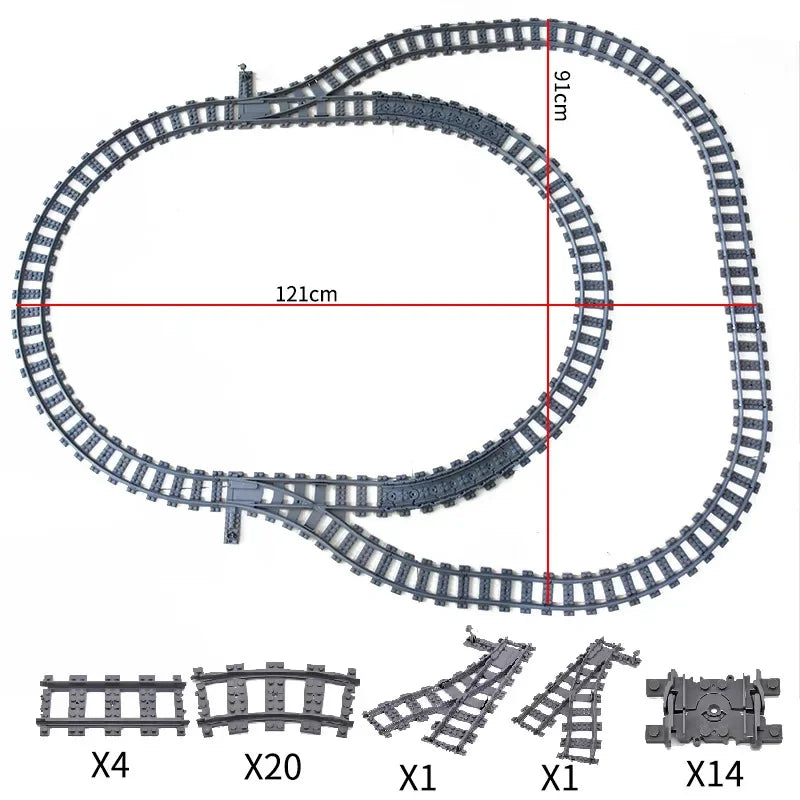 DIY Train Track Combination MOC Railroad Bridge Building Blocks Cross Track Bricks Toys Rail Car Scene Compatible With LEGO