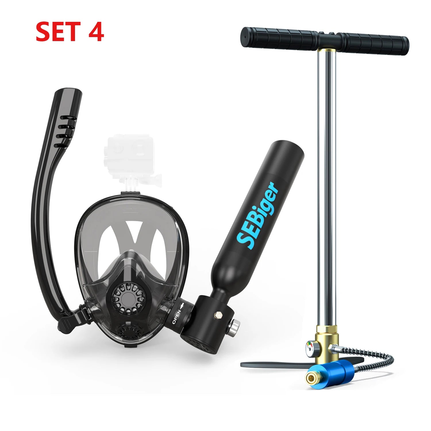 SEBIger 0.5L Diving diving tank Set and Full Face Mask for Beginner Swimmers,5-10 minutes underwater,Reusable,outdoor traveling