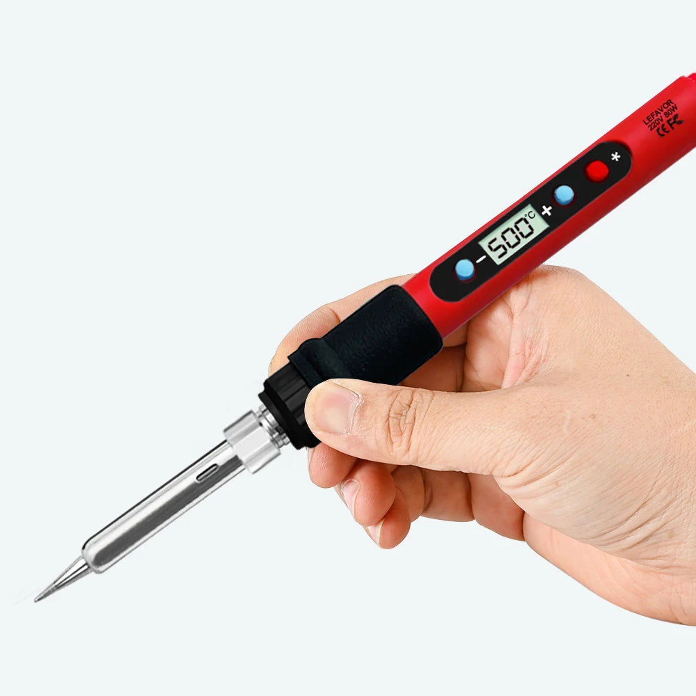 Tackle your projects with precision using this 80W soldering iron kit—featuring adjustable temperature control and an LCD display for easy, accurate welding!