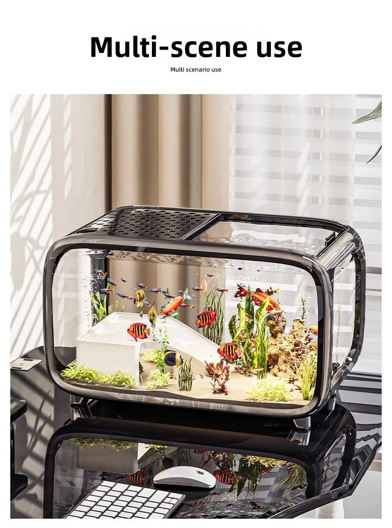 Home Living Room Ornamental Fish Tank Ecological Landscape Filtration Oxygen Generation Aquariums Multi-functional Feeding Tank