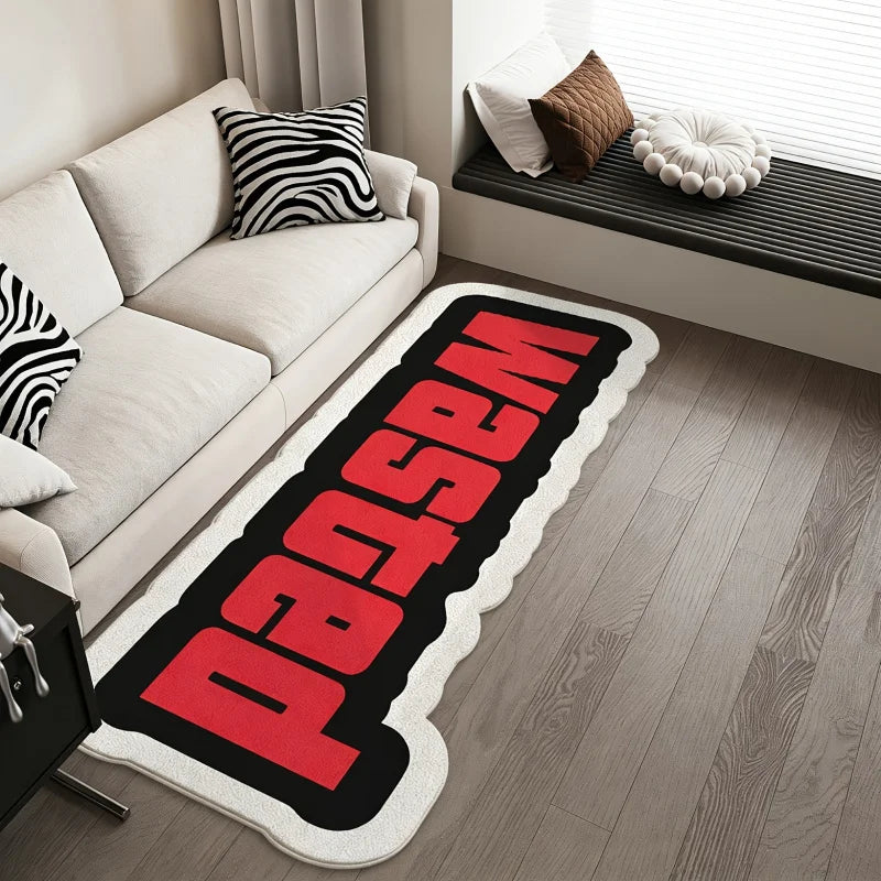 VIKAMA Cool Long Side Rug for Bedroom Gaming Room Easy-Clean Floor Mat for Male Dormitory Carpet Home Decoration