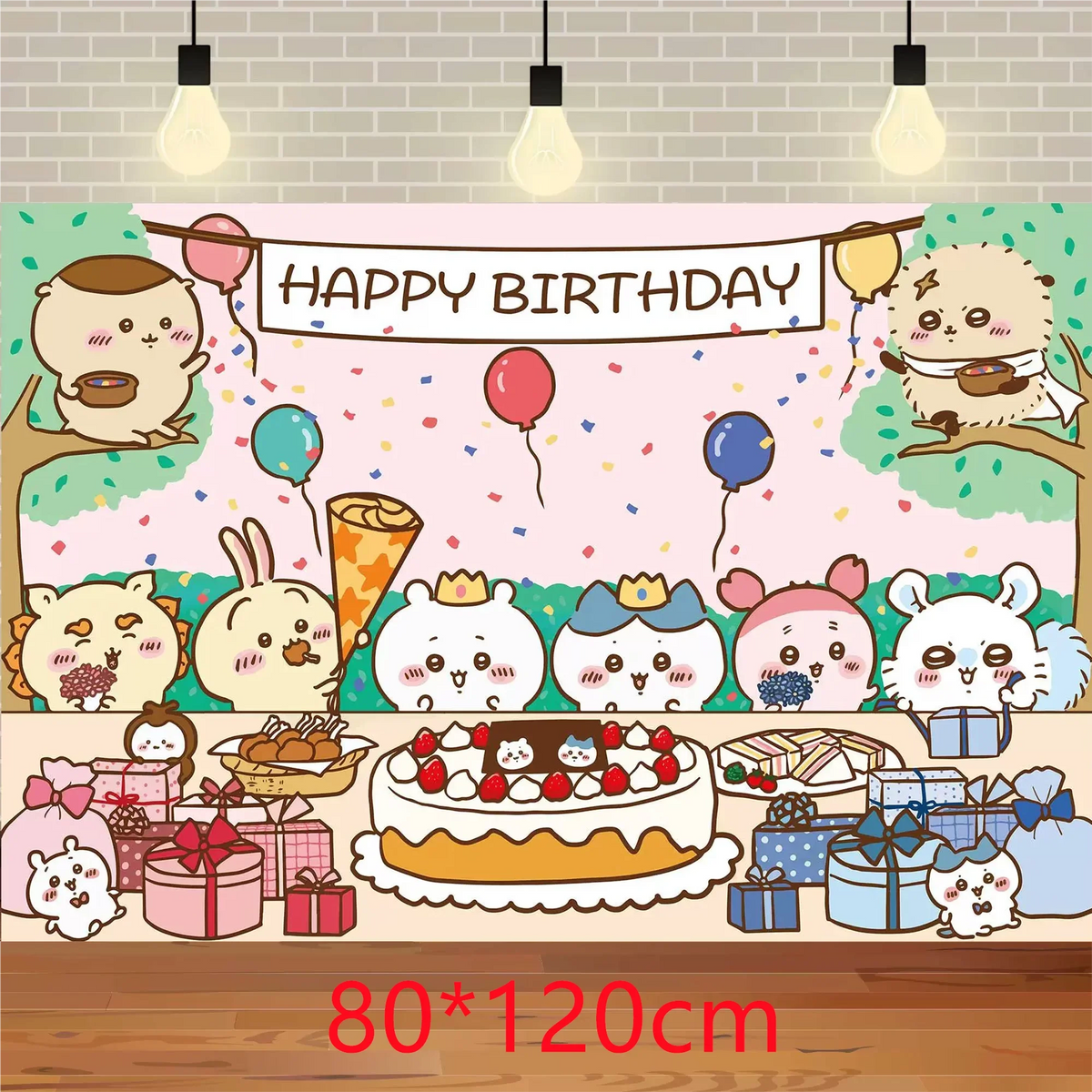 Chiikawa kawaii Happy Birthday Party Decorations Cute plate Banner Cake Topper Flag Balloons Disposable tableware Decorations