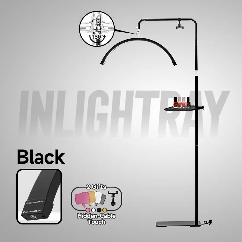 Free LOGO Rotatable Lashes Lamps Half Moon Light Led Moon Lamp Photography Fill Light for Lashes Extension Beauty Floor Lamps