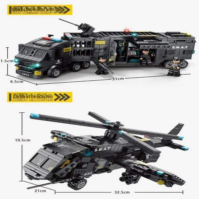 Compatible with Lego Building Blocks, Military Special Police Vehicles, Tanks and Education Cities To Assemble Children's Toys.