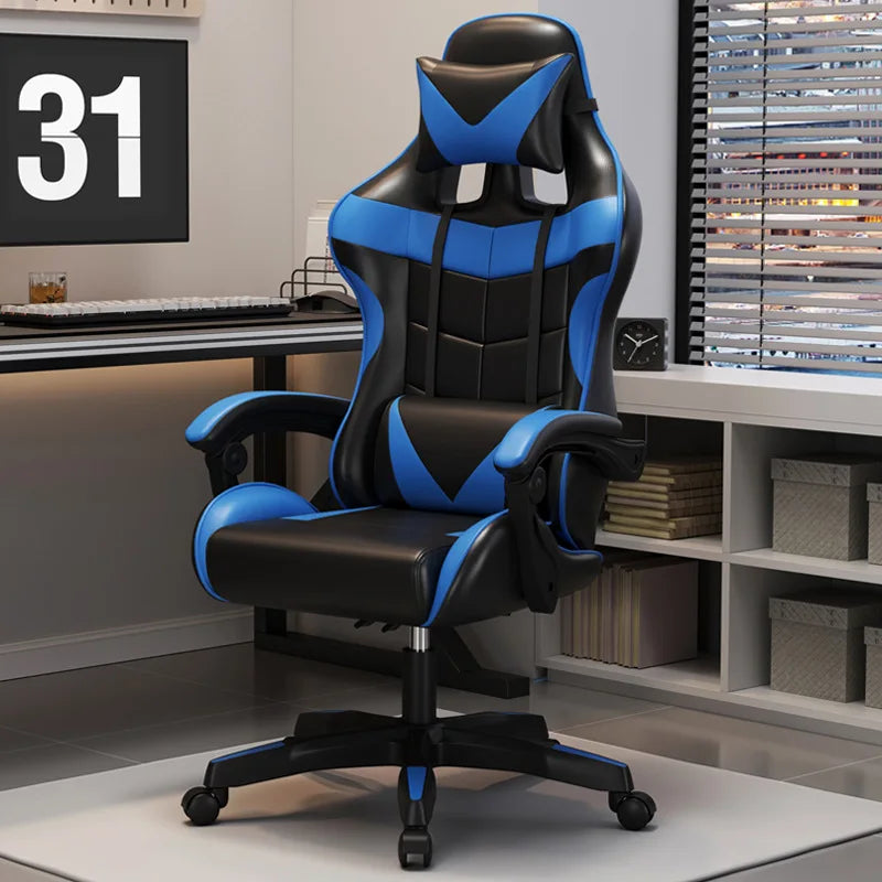 Gaming Chair Ergonomic Office Chair Adjustable Swivel Computer Chair Silent Wheels Lumbar Support Comfortable Seat Home