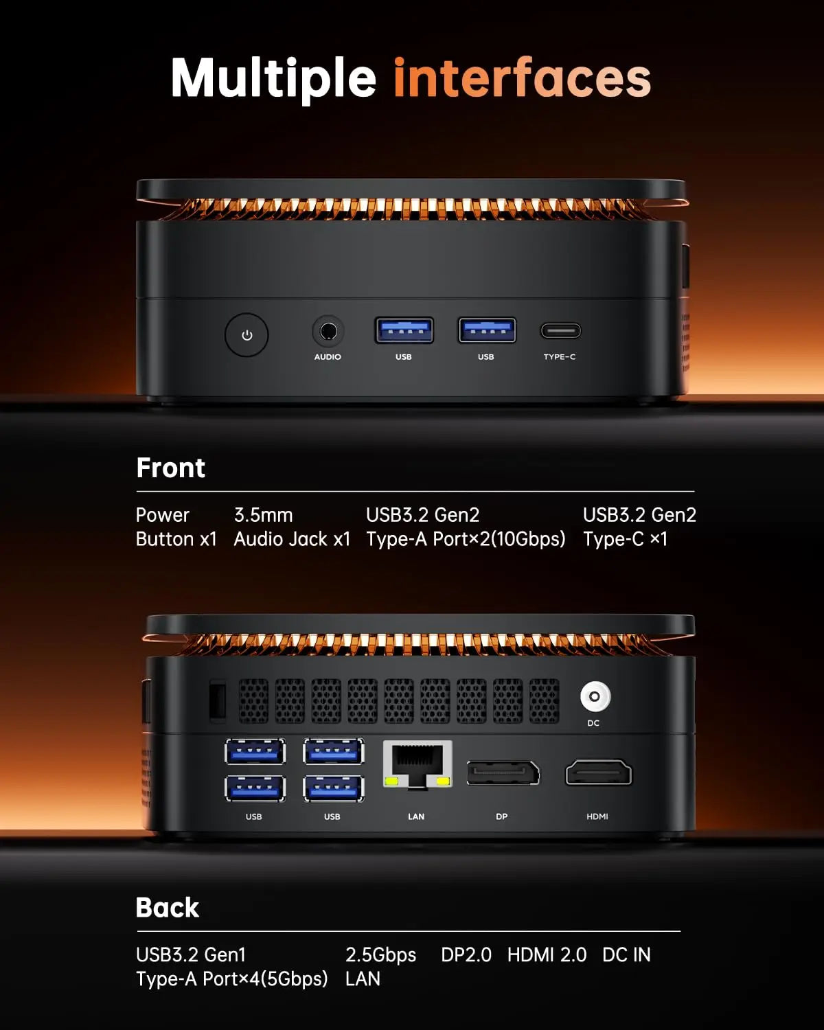 ACEMAGIC Ryzen 7 7735HS Gaming Mini PC 24GB LPDDR5 6400MHz 1TB NVMe SSD Radeon Graphics 8C 16T Desktop Computer 4K Triple Displa