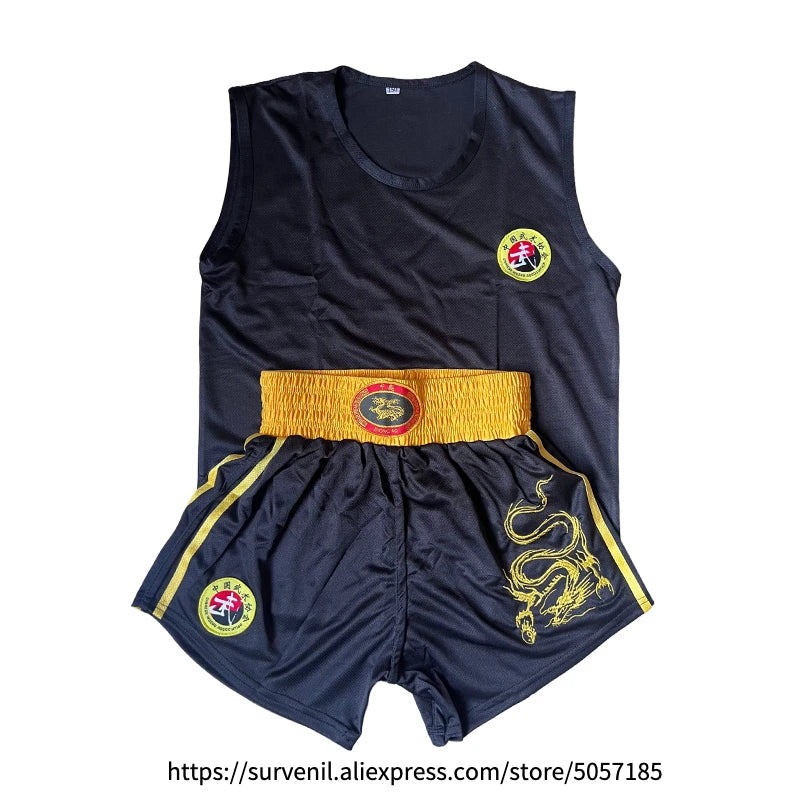Muay Thai Shorts Quick Dry Boxing Clothes Men Women Kids Sanda Wushu Uniform Gym Martial Arts MMA Suit Boxing Shorts and Vest
