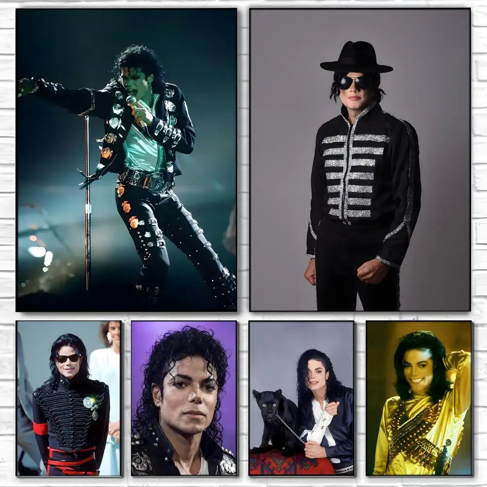 Star M-Michaels Jacksons Poster  Self-adhesive Art Waterproof Paper Sticker Coffee House Bar Room Wall Decor