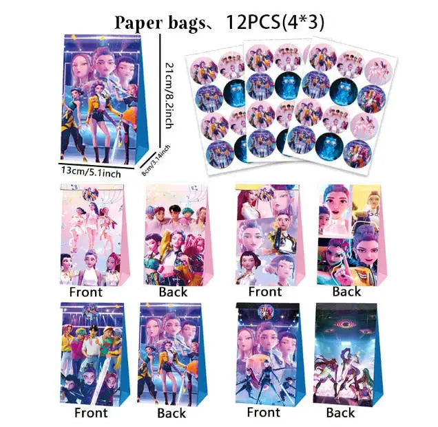 Happy Birthday Party Decoration Character Anime Tableware Plate Cup Balloon Set Banner Backdrop Gift Bag Keychain Party Supplies
