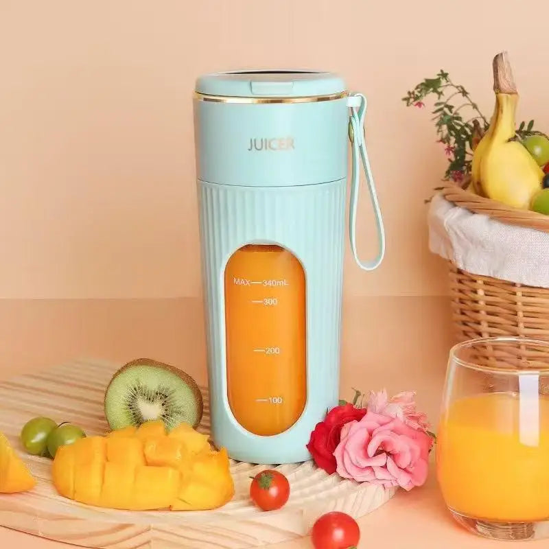 340ml Juicer Household Small Portable Fruit Juice Cup Rechargeable Lcd Display Electric Juicer 14 Blades Outdoor Travel