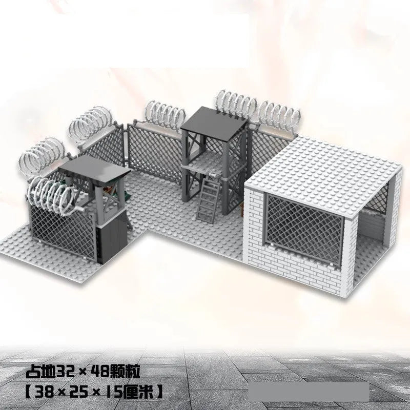 DIY WW2 Battlefield Bunker Bricks WW2 Military War Construction Compatible Figure Building Block Toys For Children Friends Gift