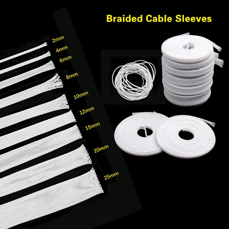 Protect your cables with this insulated white braided sleeving—made from tight, expandable PET nylon for durable, retardant wire gland and cable protection!
