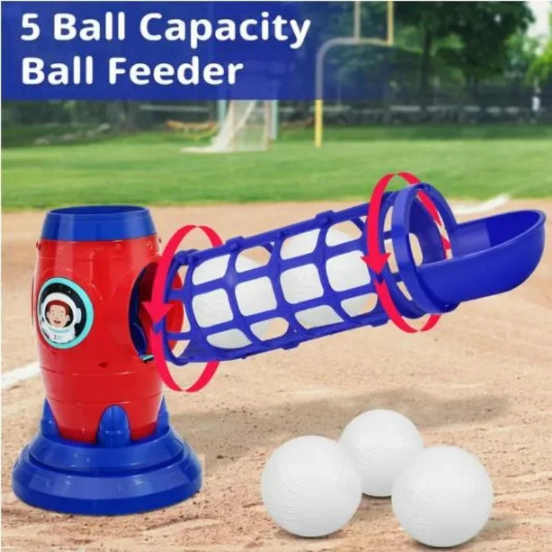 Parent-child Interactive Kids Baseball Set Electric Remote Control Pitching Machine Space Style Sport Training Toy for Kids 3+ Y