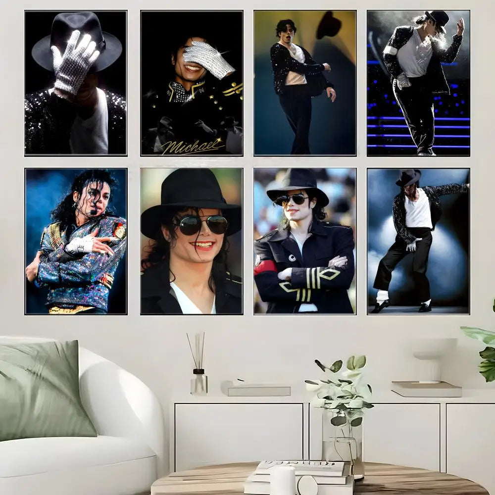 MJ M-Michael Singer J-Jackson Poster  Self-adhesive Art Waterproof Paper Sticker Coffee House Bar Room Wall Decor