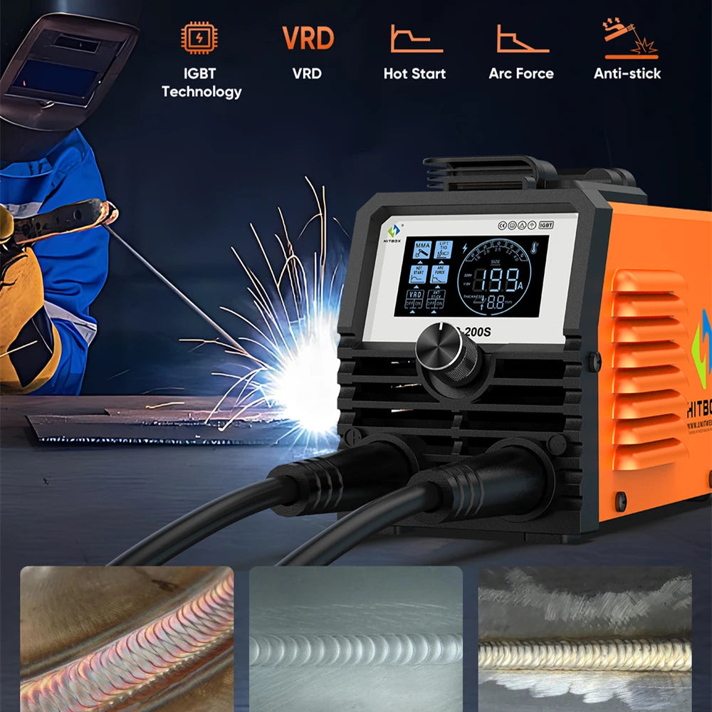 HITBOX ARC200S Welding Machine 2 in 1 ARC MMA LIFT TIG MINI IGBT Inverter LED Digital Display Portable Home Welder 220V 10-200A
