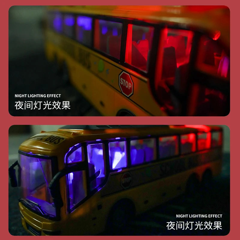 Electric RC Bus 1/30 Scale Remote Control Car with Light for Kids 27Mhz Radio Controlled Tour School City Model Xmas Gift