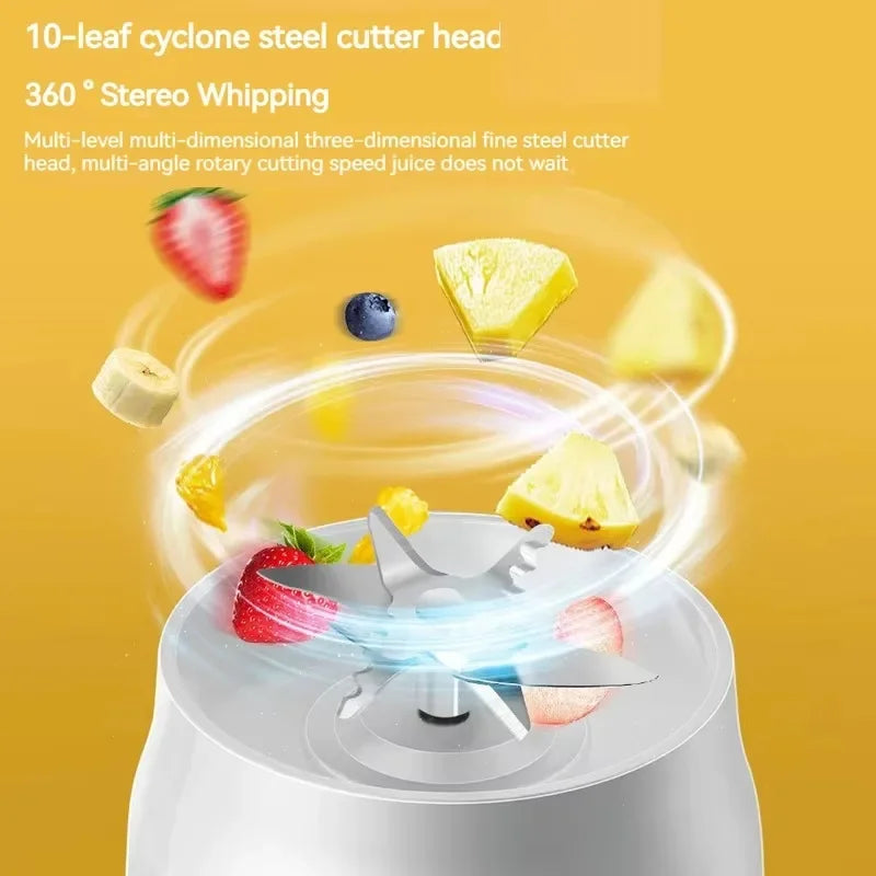 Portable Blender Juicer 450ml Electric Fruit Juicer USB Rechargeable Lemon Orange Fruit Juice Cup Smoothie Blender 2cups