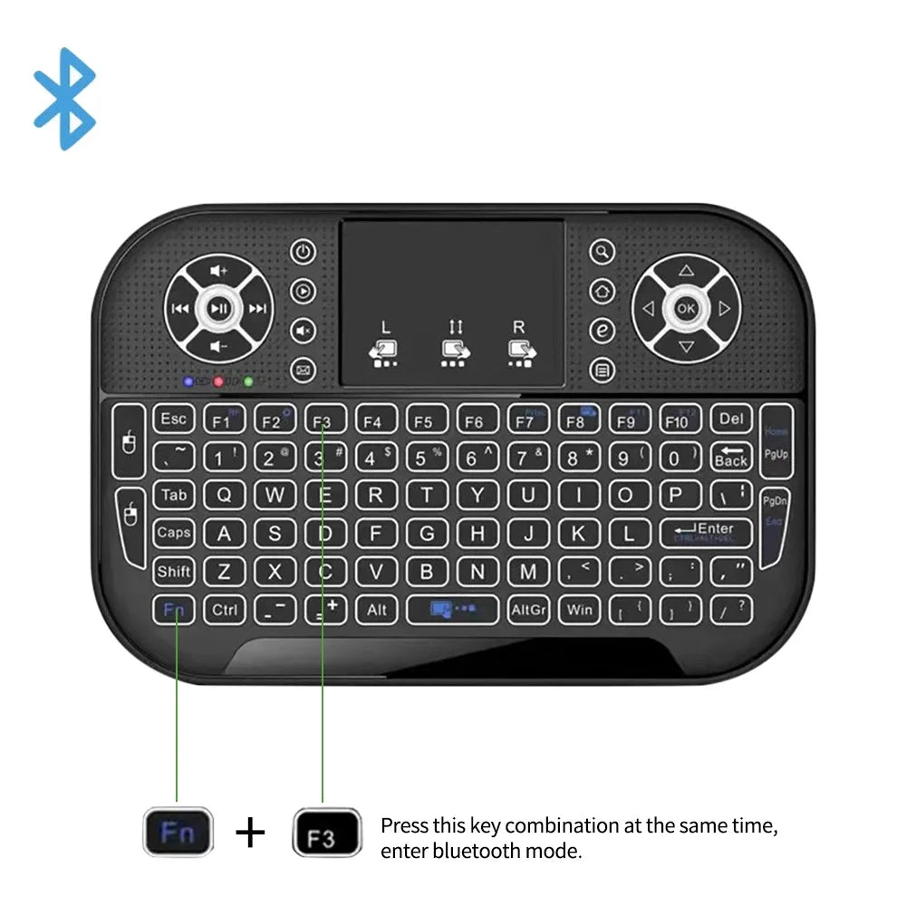 A8 Mini Bluetooth Keyboard 2.4G Dual Mode Handheld Fingerboard Backlit Mouse Touchpad Remote Control for Windows Android TV