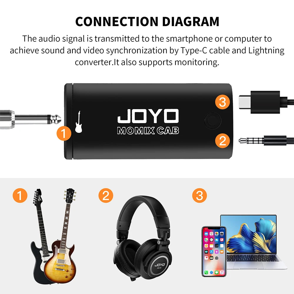 JOYO MOMIX CAB Portable Sound Card Pocket Size Plug & Play Mini Audio Mixer for Phone PC Guitar Live Streaming/Recording