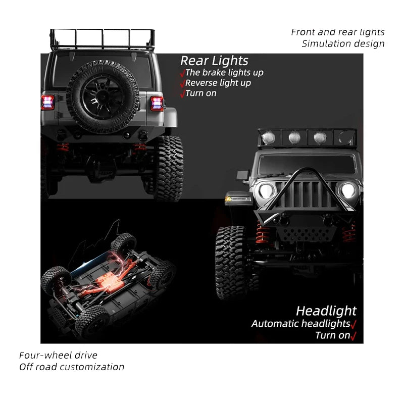 MN128 1/12 RC Car 4WD Jeep Model 2.4G Remote Control LED Light 4X4 Off Road 4WD Climbing RC Truck Electric Toy Car Gift for Boy