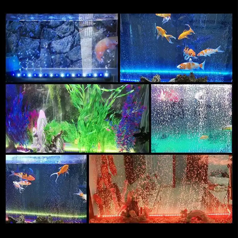 Fish Tank 46cm Colorful Slow Flash Submersible Light Aquarium Waterfall Bubble LED Light Automatic Color-changing Ambient Lamp