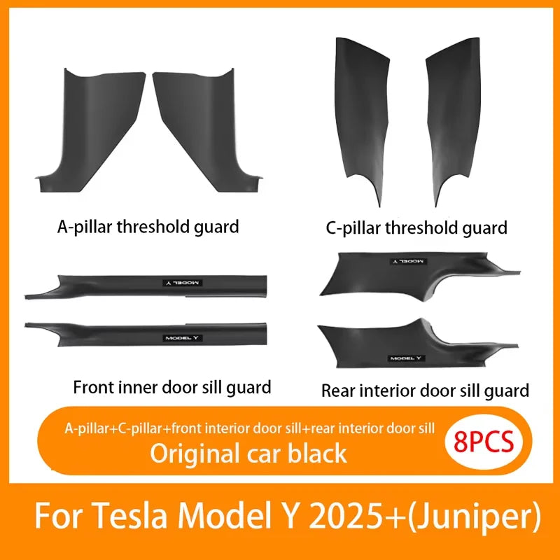 Front Rear Door Sill Guards For Tesla ModelYL/Y Juniper2025 ABS Inner Protector Cover Plate Trim Anti-Dirty Bumper Welcome Pedal