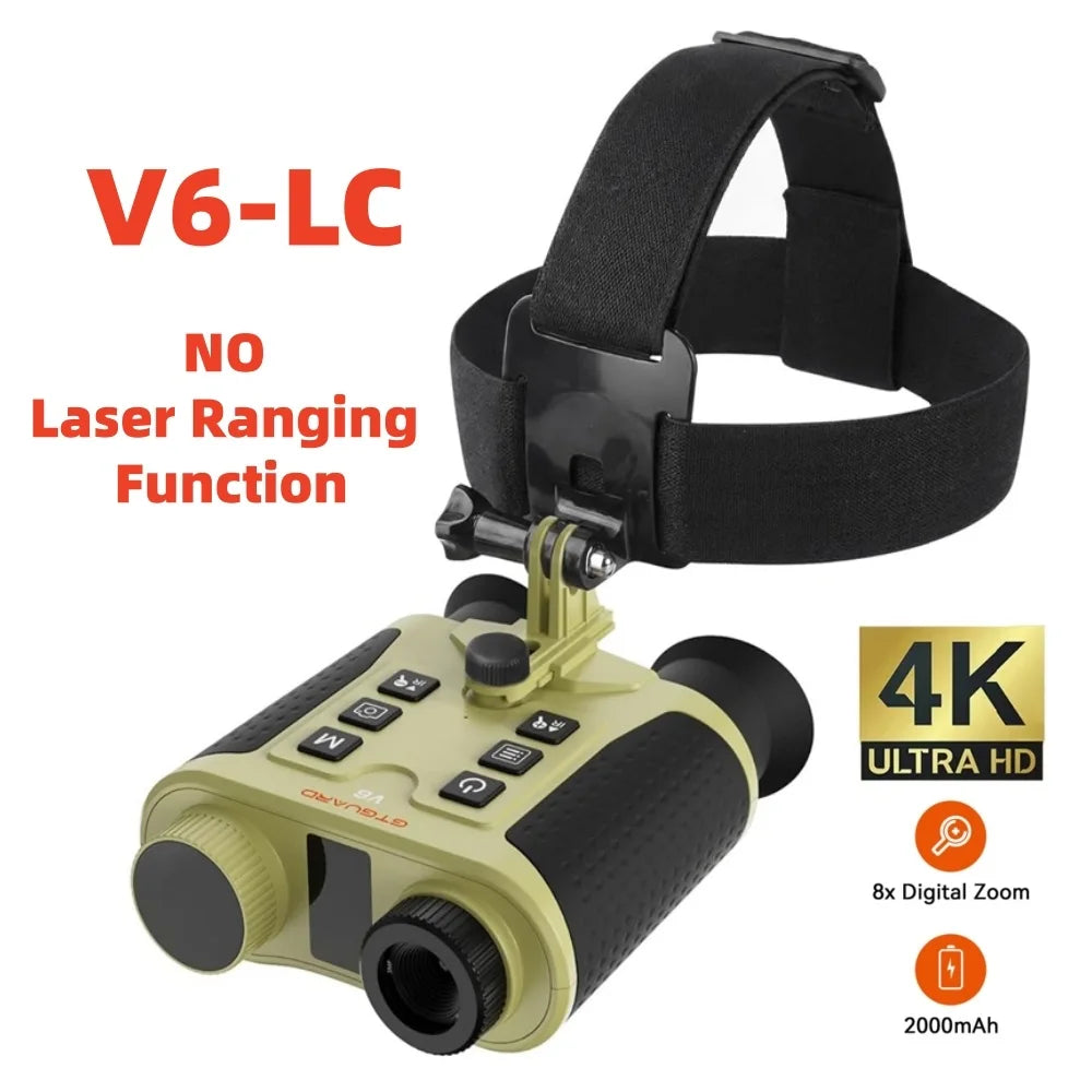 V6 PRO IR 4K Night Vision Binoculars Goggles 8X Digital Zoom 300M Full Darkness Photo & Video Telescope for Hunting Rangefinder