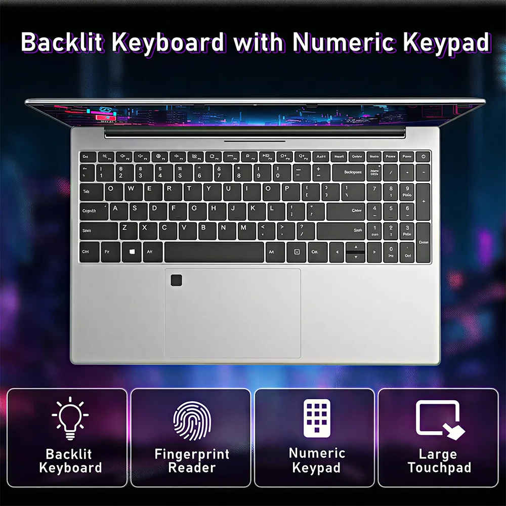 15.6' Laptop Computer Windows 11 Core I9-10980HK PC Gamer 16GB RAM Fingerprint Unlock Notebook Laptops Backlight Study Computer