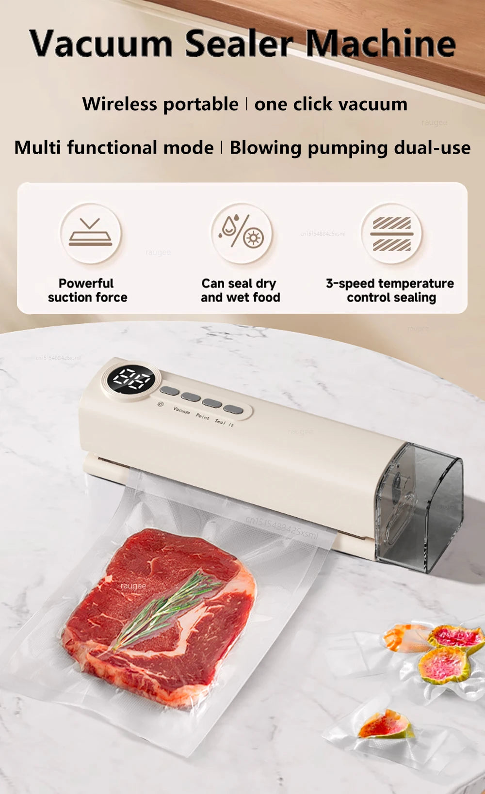 Food Vacuum Sealer Vacuum Packaging Machine Automatic Household Plastic Bag Sealer Food Vacuum Sealing Machine with Sealing Bags