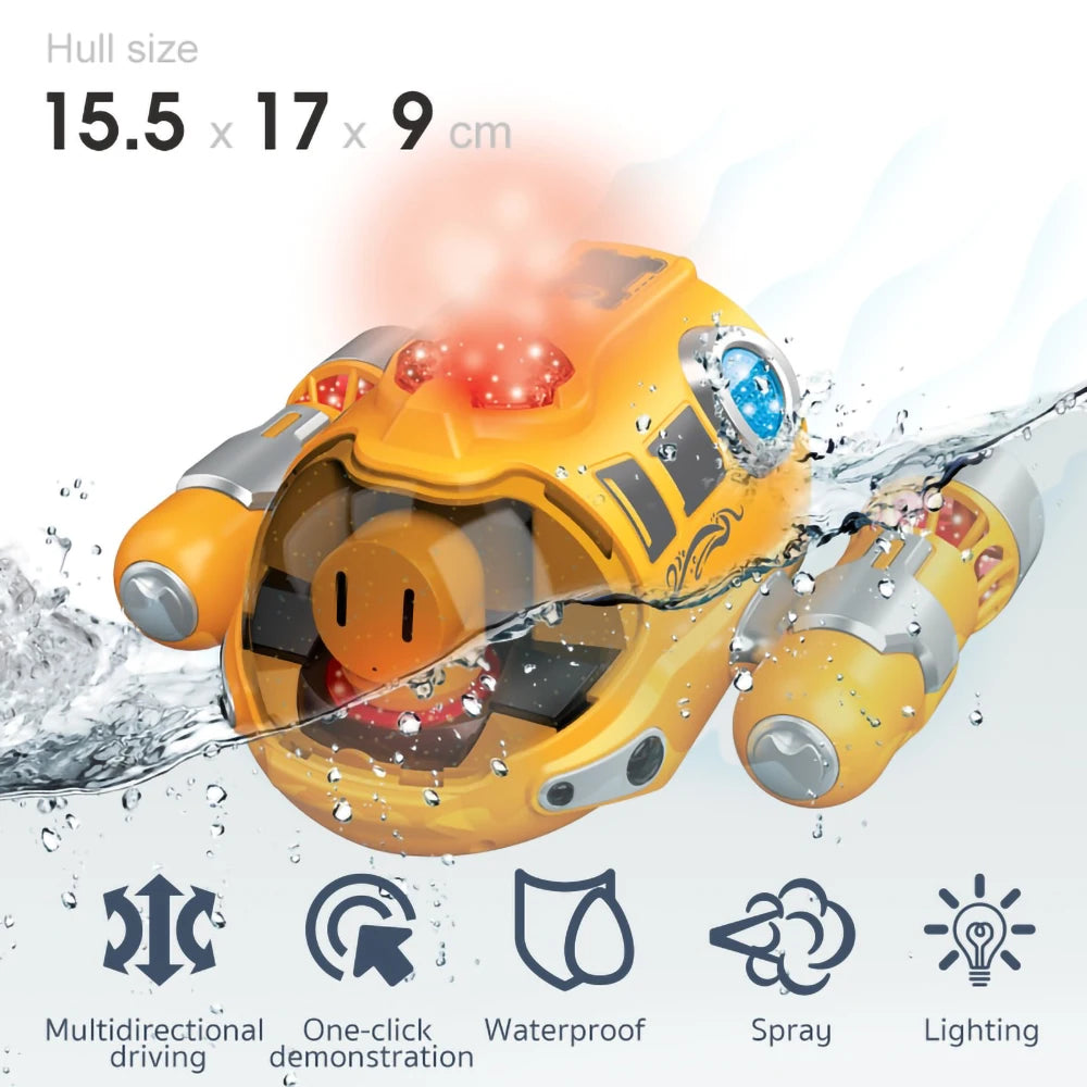 2.4G Spray Motorboat Remote Control Boat Electric Mini Double Spiral Pulp Nuclear Submarine Child Submarine Toy