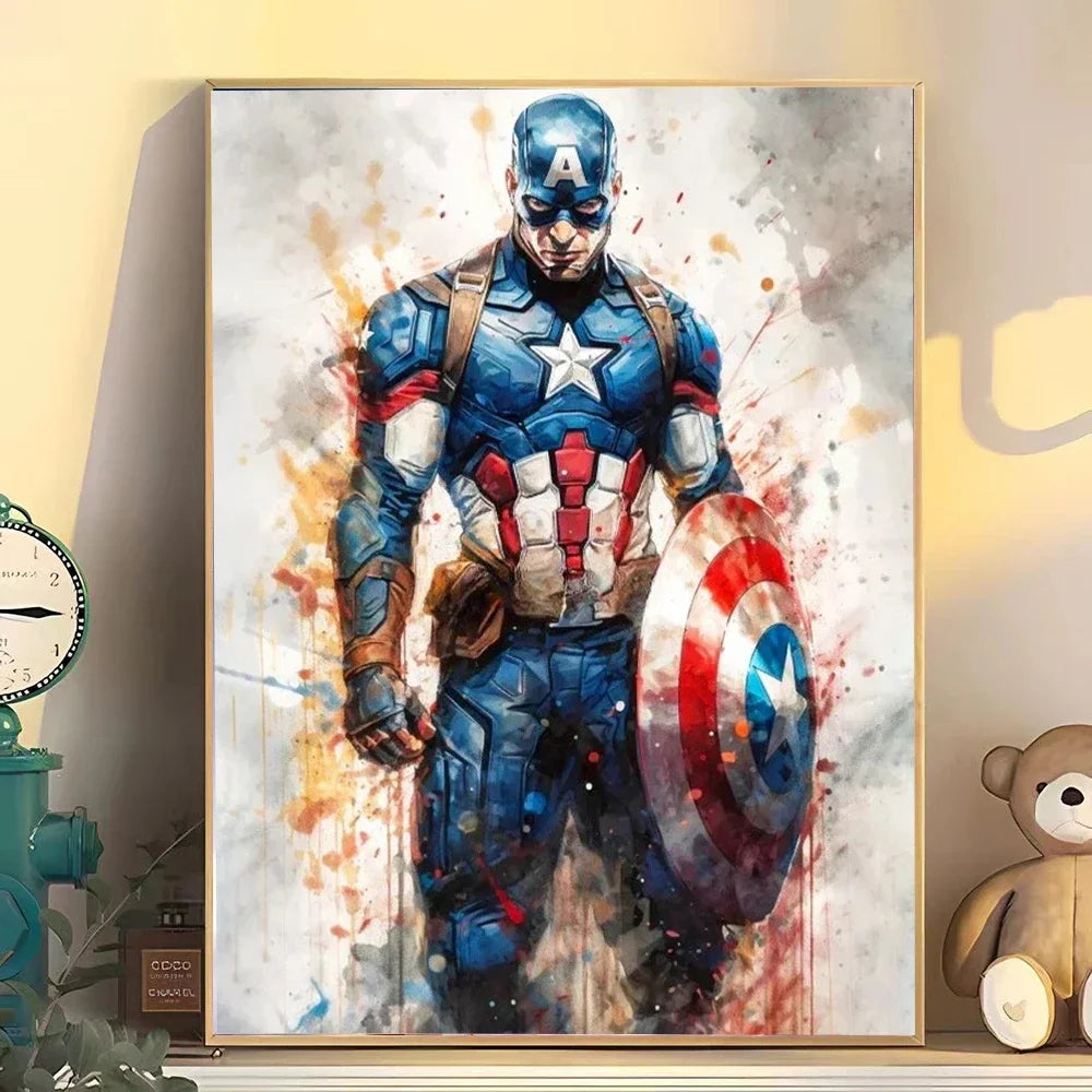 1pc Frameless Canvas Painting Marvel Movie Art Poster Spider Man Iron Man Deadpool Canvas Painting Classic Anime Character Mural