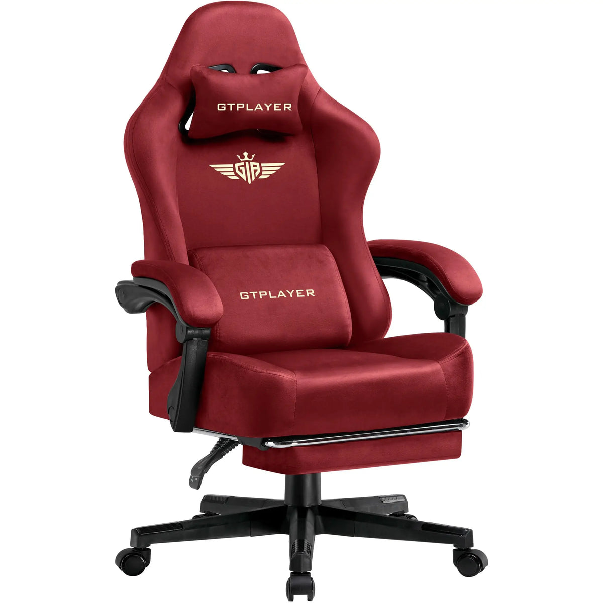 GTPLAYER Gaming Chair Fabric with Pocket Spring Cushion, Big and Tall Gamings Chairs 350LBS High Back Computer Chair with Footrest for Adults Lumbar Support Swivel Game Chair for Office Light Black