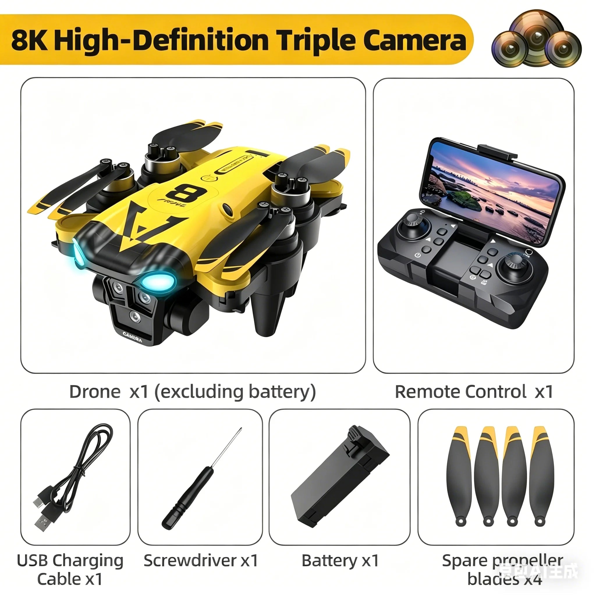 New Quadcopter with Triple Cameras, Optical Flow Positioning, One-Key Return, Brushless Motor, a Top Choice for Holiday Gifts, Drone Adventures, Portable Drone, Modern Drone, Durable Build, Tech Gift Seekers, Hobbyist Pilots