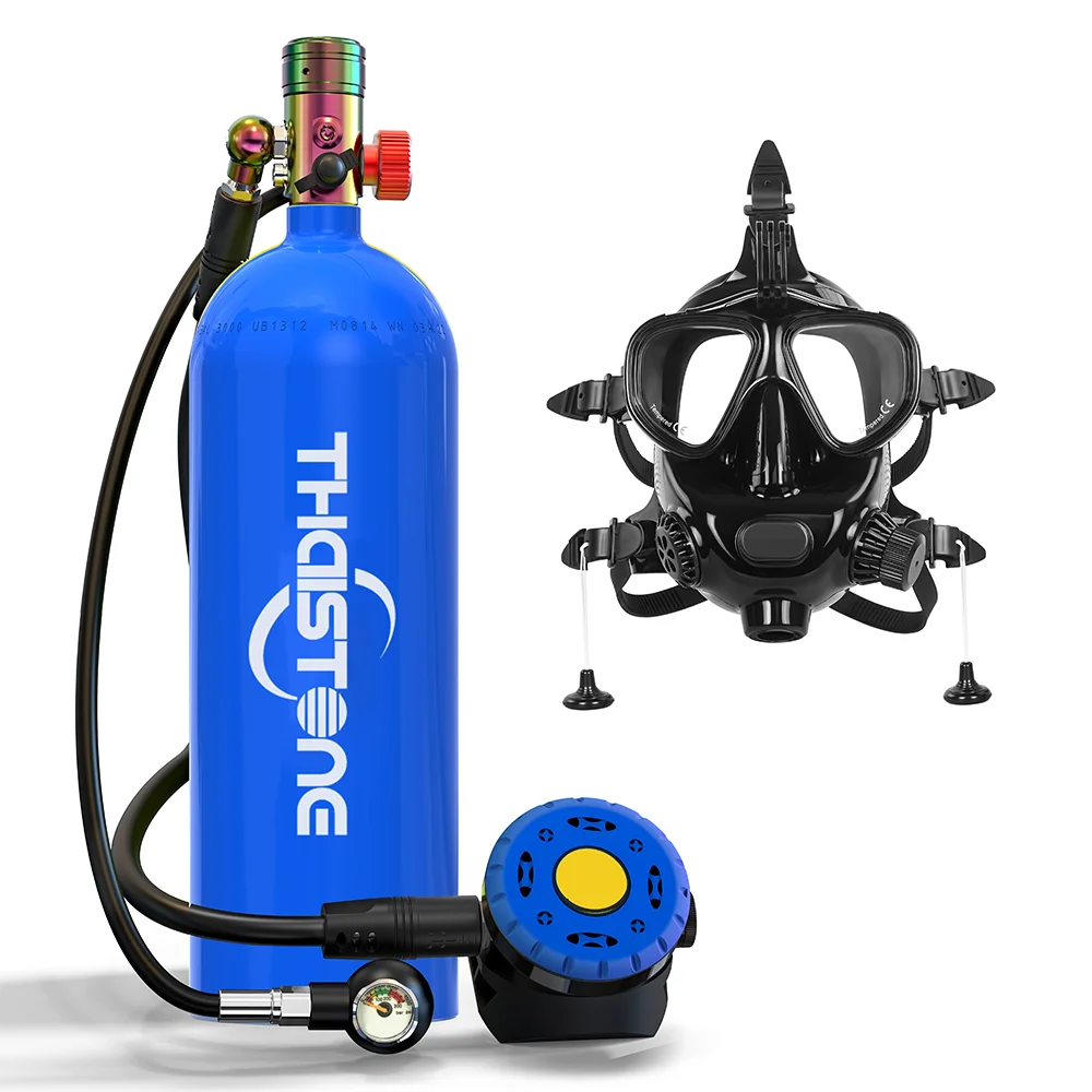 THAISTONE-Scuba Diving Air Tank with Mask Underwater Breath Air Tank, Oxygen Tank, Snorkeling Equipment, 2.3L, 30-40 Minutes