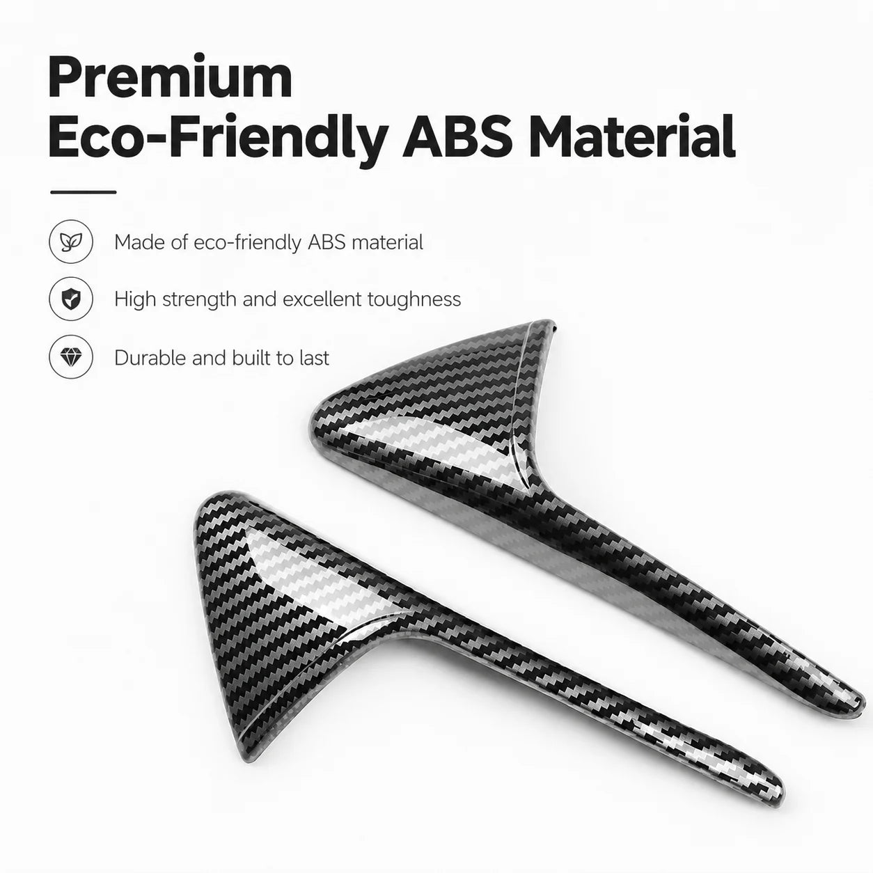 For Tesla Model YL Launch 2026 Side Camera Cover Lens Protector ABS Camera Cover Black Fiber Pattern ABS Leaf Board Accessories