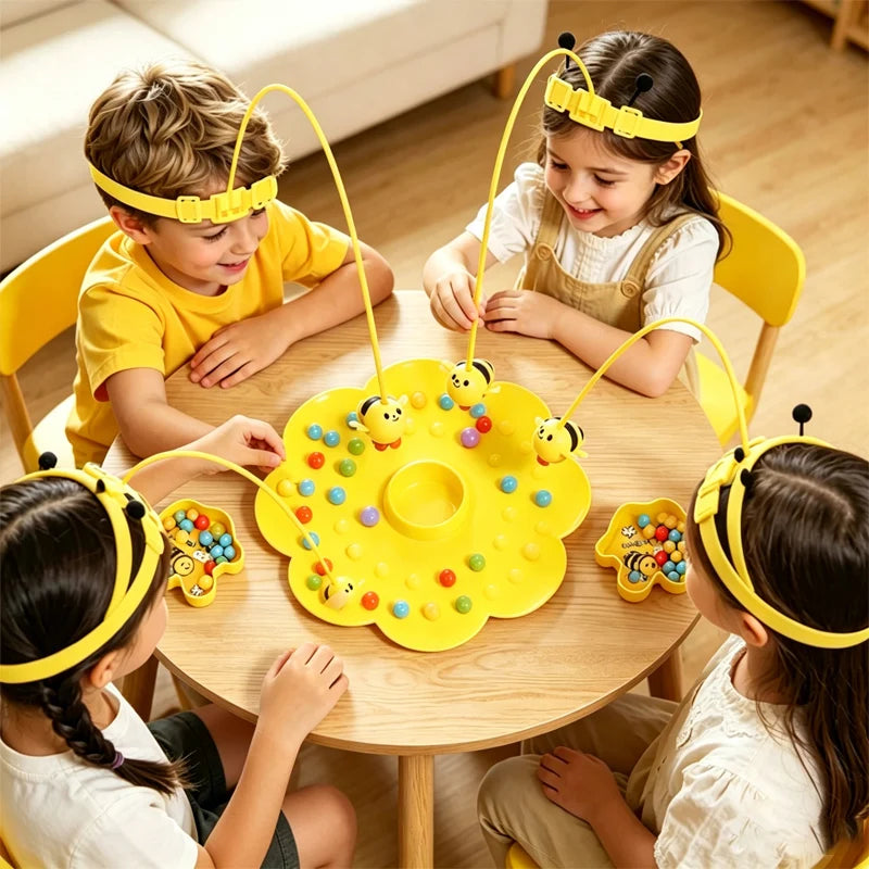 Bumble Bee Magnetic Toy Funny Family Board Games Montessori Interactive Fishing Sorting Game for Kids and Adults  2‑4 Player