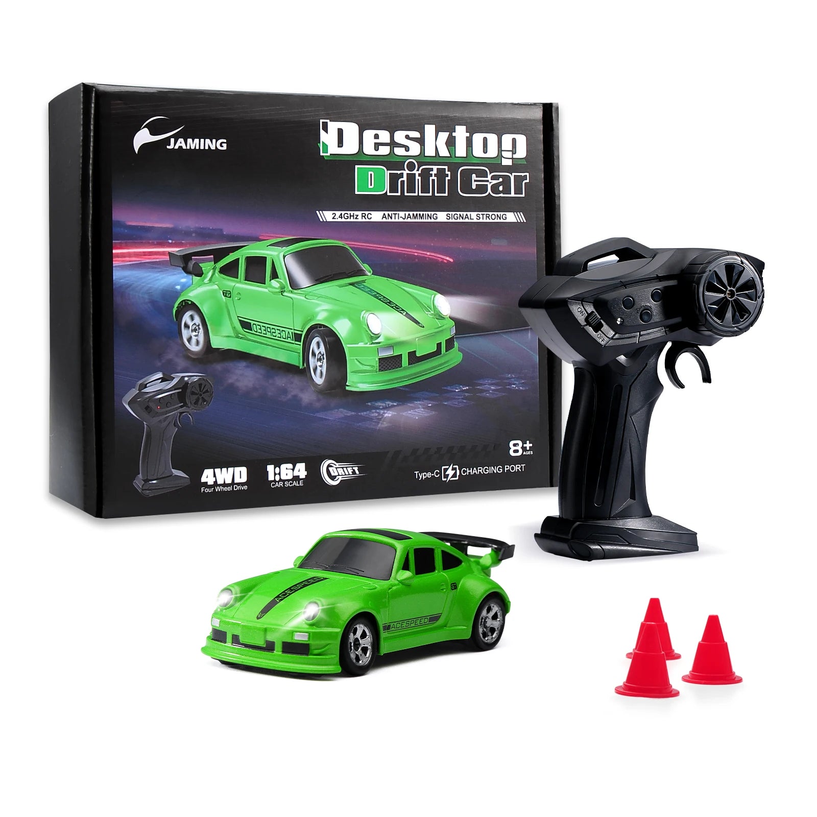 1/64 2.4G Desktop Mini High Speed Drift Car 4WD Remote Control Full Proportion Racing Car Toy GTR Race Model Boy Toy Gift