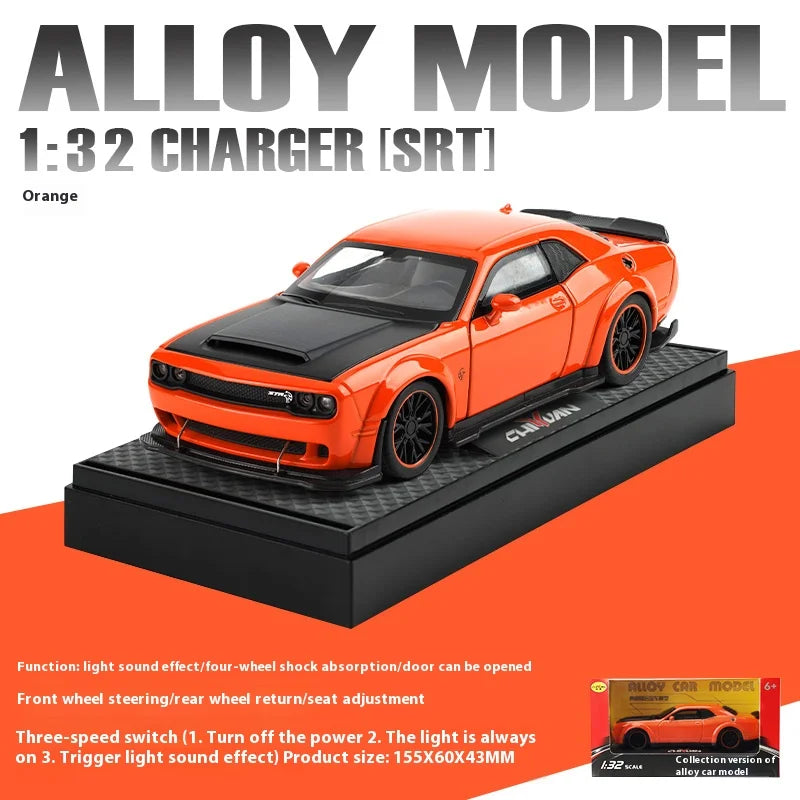 Dodge Challenger Hellcat Toy Car for 1: 32 Scale Die Cast Metel Cars Toy Pull Back Hellcat Model Cars With Sound and Light Hellc
