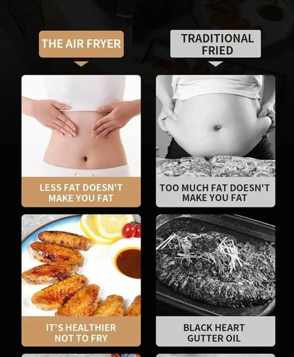 6L Air Fryer Multi-functional Intelligent Touch Screen Oven Large Capacity Electro Mechanical  Deep Fryer for Home  Airfryer