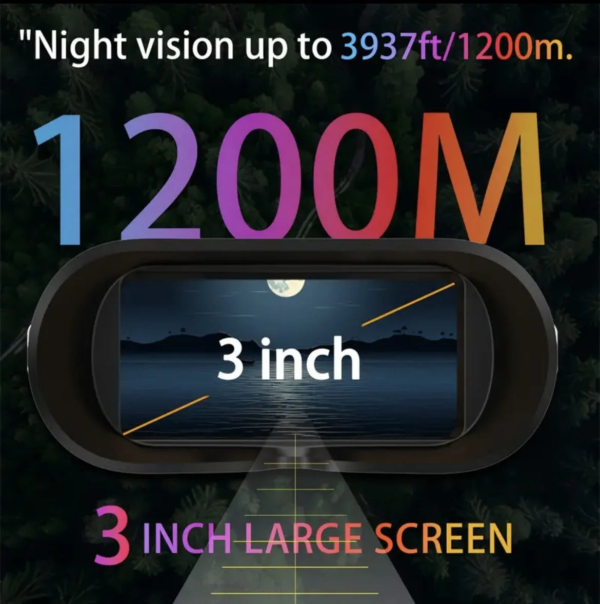 Newest HD Night Vision Binoculars 8x Digital Zoom 4K HD Large Screen 4 Level IR 1200m Range Infrared Video Camcorder for Hunting