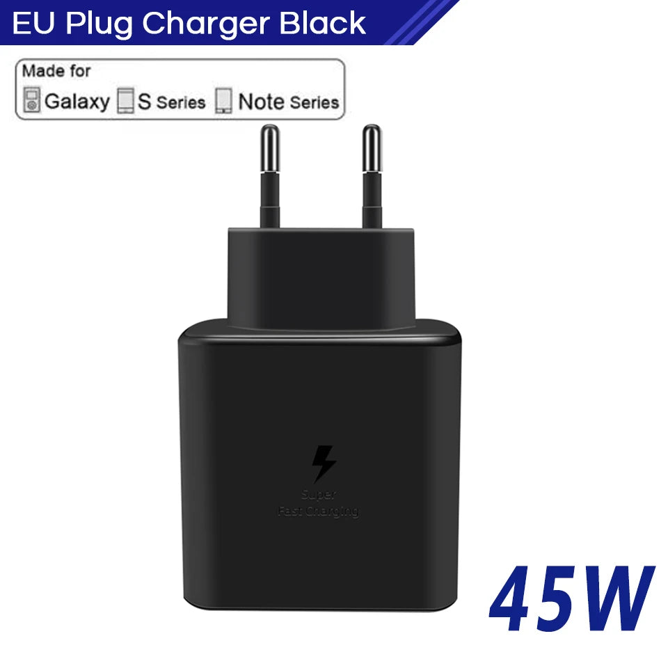 45w Samsung Charger Usb Type C Pd 45 W Super Fast Charging 2.0 Chargeur Cable Galaxy S24 S23+ S22 S21 Ultra Note 20 10 Tab S9
